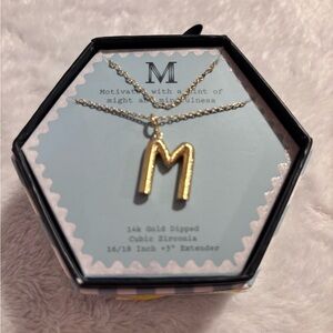 Gold 'M' Initial Pendant Necklace - 14k Gold Dipped